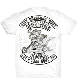 Tacos & Test Rides Motorcycle White Tee